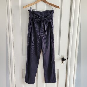 H&M Paper Bag Pants High Rise Belted Blue  Women's Size 8
